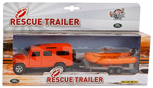 Kids Globe Die Cast Land Rover met reddingsboot 27cm