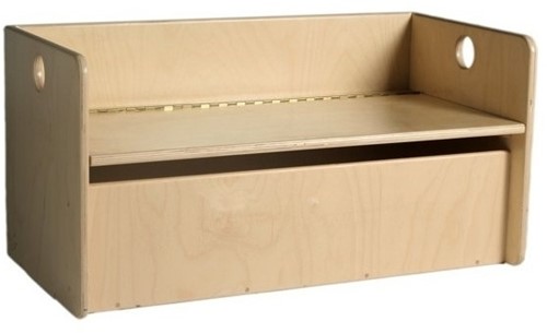 Van Dijk Toys houten kubusbank / kinderbankje met opbergruimte Naturel - 58x29x29cm vanaf 1 jaar (Kinderopvang kwaliteit)