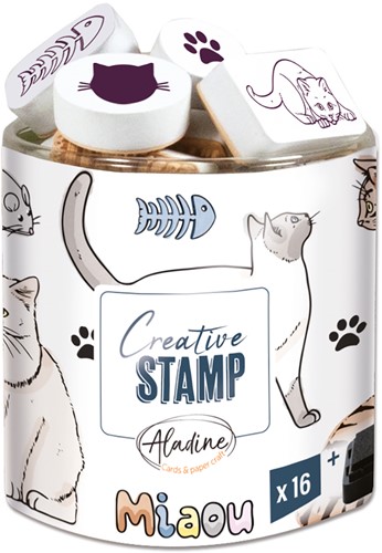 Aladine Aladine Stampo Stempel Set Katten 15 stuks